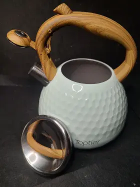 Toptier 313038597559 Tea Kettle Teapot Whistling With Wood Pattern Handle Loud Whistle Food