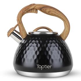 Toptier Hu-xi-122 Tea Kettle Teapot Whistling With Wood Pattern Handle Loud Whistle Fo