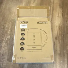 Tgk-17 Topzee Cordless Electric Glass Kettle 1.7l 1500w Stainless Steel Keep Warm