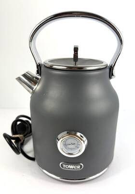 Tower T10063gry Grey Electric Kettle With Built-in Temperature Gauge And Chrome Handle 100sh