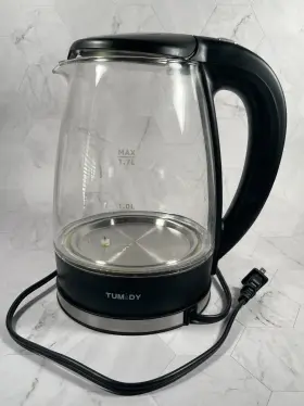 T-ek480 Tumidy Electric Light Up Red Led Illuminating Glass Jug Kettle Cordless 1.7l