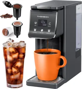 Km802-gy Twomeow K Cup Coffee Maker With Bold Setting Single Serve Hot And Iced Dark Gray