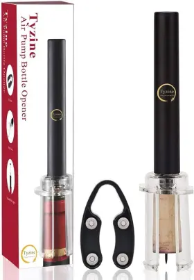 Tyzine 682141723750 Wine Air Pressure Pump Bottle Opener Set With Foil Cutter Simple Black 2