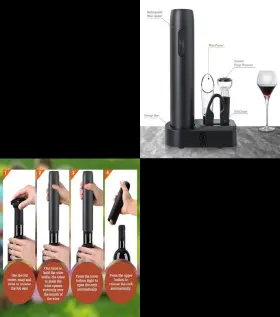 Ewo121 Vgy Rechargeable Electric Wine Opener 5 In 1 Set With Automatic Black