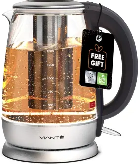 Viant 313053171109 Electric Glass Tea Kettle With Removable Infuser. Hot Infuser Pot For