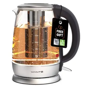 Viant 851316007432 Electric Glass Tea Kettle With Removable Infuser Bpa-free Led Illuminated