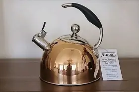 Viking 840595111671 Culinary 3-ply Stainless Steel Whistling Tea Kettle 2.6 Quart Copper New