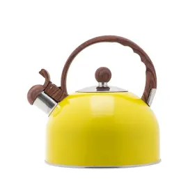 Votterco 847107623267 Stainless Steel Tea Kettle 2.3 Quart Yellow Loud Whistling Teapo