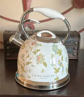 Vq 060706036968 Laura Ashley Elveden Whistling Kettle White Stainless Steel Induction 2l Unused