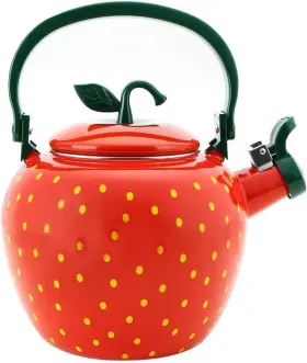 71511 Ware Enamel On Steel Whistling Tea Kettle Stovetop Teakettle 2.3 Quart Strawb