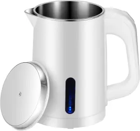 Wdcme 313039891854 Small Stainless Steel Electric Kettle 0.6l Portable Travel And Camping White