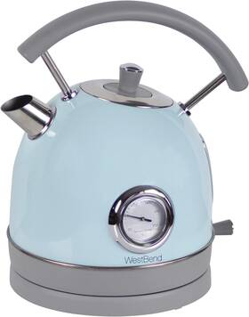 West Bend Ktwbrtbl13 Electric Kettle Retro-styled Stainless Steel 1500 Watts With Auto
