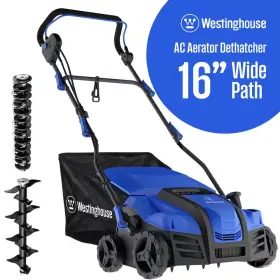 Westinghouse 445018631618 16 Inch 15 Amp Corded Electric Dethatcher And Aerator With 14.5 Gal. Collection B