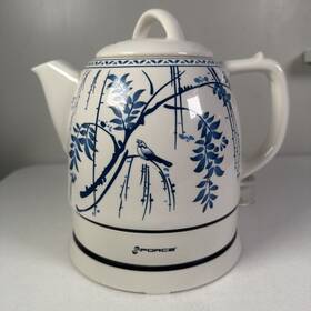 White Gf-p1056-871 Gforce Ceramic Electric Kettle Tea Blue And Chinese Culture