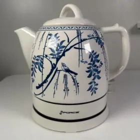 Gf-p1056-871 White Gforce Ceramic Electric Kettle Tea Blue And Chinese Culture
