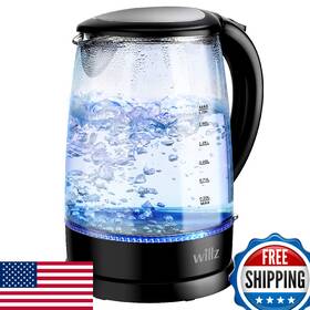 Willz B08wrchn79 1.7l Electric Glass Kettle Quick Boil Cordless Auto Shut-off Blue Led