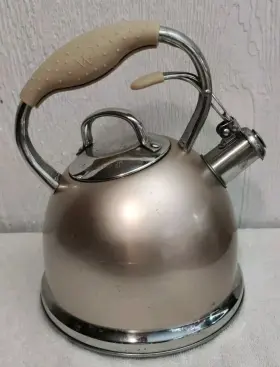 032014 Wolfgang Puck Tea Kettle Pot Stainless Steel 2.45 Qt