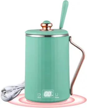 Wljrsb008-an-green Woolala 110v Electric Kettle Stew Cup With Digital Screen 450ml Slow Cooker