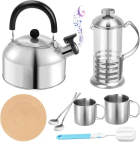 Yotino 744759969620 8pcs Tea Kettle And French Press Coffee Maker Set 3l Whistling
