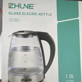 Zy-303 Zhune Electric Kettle 1.8l Glass 110v Corded Clear Black