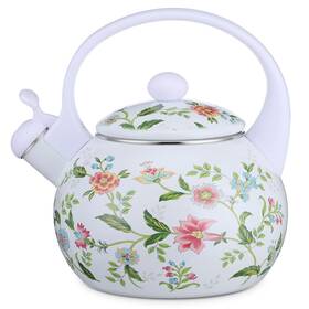 Zisiueel 705384 2.3 Quart Vintage Enamel Tea Kettle Whistling For Stove Top Flor