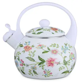 705384 Zisiueel 2.3 Quart Vintage Enamel Tea Kettle Whistling For Stove Top Flor