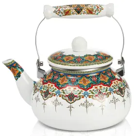 Zo-enamelteakettle-2.5l Zoofox Ceramic Enamel Tea Kettle 2.6 Quart Large Floral Colorful Teapot With Handle For