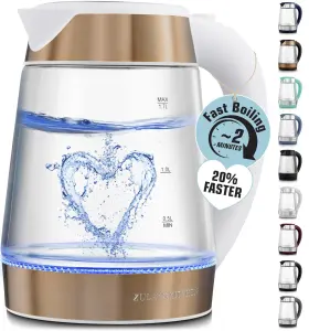 1500w Zulay Kitchen 195702024345 Fast Boiling Electric Water Kettle 1 7l Auto Shut-off Rapid Teapot White