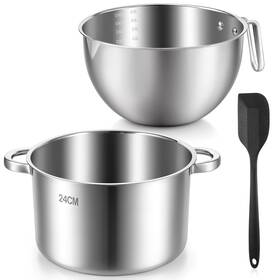 Zyghjort 5210zvip0717 Double Boiler Pot Set 3500ml/3.1 Quart Melting 3500ml 5000ml Spatula Silver