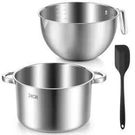 5210zvip0717 Zyghjort Double Boiler Pot Set 3500ml/3.1 Quart Melting 3500ml 5000ml Spatula Silver