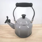 Creuset Enameled Steel 1.25 Quart Demi Kettle, Flint Oyster Gray Open. Price: $74.99.