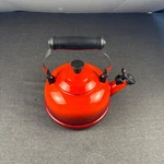 Creuset Enamel On Steel 1.7 Quart Whistling Tea Kettle Cerise Red Stove Used. Price: $42.41.