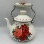 The Pioneer Woman Cheerful Rose Pattern Enamel Steel Tea Kettle Pot Used. Price: $27.97.