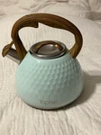 Toptier Whistling Kettle With Wood Handle 2.7 Quart Teapot Light Green Nib New. Price: $29.99.