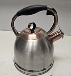 Luxgrace Tea Kettle Stainless With Copper Color Accents - Heavy Bottom Used. Price: $15.99.