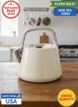 Caraway Home 2 Qt Ceramic Coated Whistling Tea Kettle Stainless Steel Cream New. Price: $425.00.