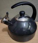 Farberware 2.75 Quart Porcelain Enamel Tea Kettle Dark Gray Open. Price: $9.99.