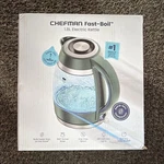 Chefman Fast-boil Electric Kettle 1.8L Glass 1500W Led Drip-free Swivel Base New. Price: $26.99.