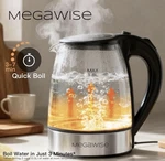 Megawise Electric Kettle, 1.8L Borosilicate Glass Tea With Led Light New. Price: $27.99.