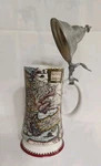 German Beer Stein Porcelain Vintage Old World Map Of Europa And Asia Cap 1-LITER Used. Price: $24.00.