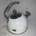 Viking 2.6 Qt White Whistling Tea Kettle 3-PLY Stainless Steel Aluminum Core Used. Price: $40.00.