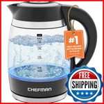 Chefman Electric Kettle, 1.8L 1500W, Auto Shut Off, Boil-dry, Borosilicate Glass New. Price: $34.23.
