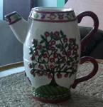 Ganz Bella Casa Fruit Pattern Ceramic For One Set Teapot Cup Painted No Lid Used. Price: $10.00.