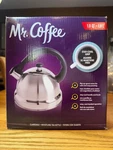 New Modern Classic Mr. Coffee 1.9-QUART Whistling Tea Kettle Stainless Steel. Price: $19.99.