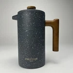 Poliviar 7379 French Press Coffee Maker Wood Handle Gray Paint Splatter Pattern Used. Price: $25.99.