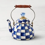 Mackenzie-childs Royal Check Blue Enamel Tea Kettle, 2QT New. Price: $113.50.