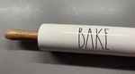 Rae Dunn Bake Ceramic Rolling Pin Wood Handles, Large Heavy Nice Kitchen Display Used. Price: $30.00.