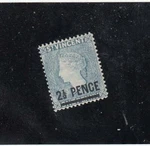 St. Vincent (MK6436) # 56A F-mh Thin 21/2 On 1P Qn Victoria /milky Blue Cv $27. Price: $5.50.