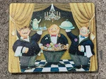 Vintage Pastry Coffee Tea Or Thee Cutting Board 3 Chefs Glass New SJ7M1S. Price: $29.00.