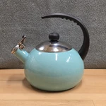 Farberware Luna Whistling Tea Pot Kettle 2.5 Qt Aqua Enamel On Steel Used. Price: $19.95.